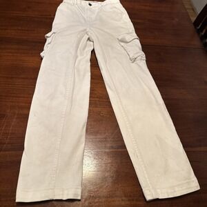 PacSun Stretch‎ Dad Jeans Women's 22 Off-White Cargo Pocket Relaxed Fit Pants